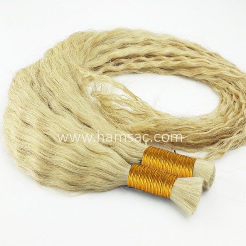 Permalı Ham Saç - 75-80CM Kıvırcık Ham Saç Sarı  Boyasız Gerçek Garantili Saçlar