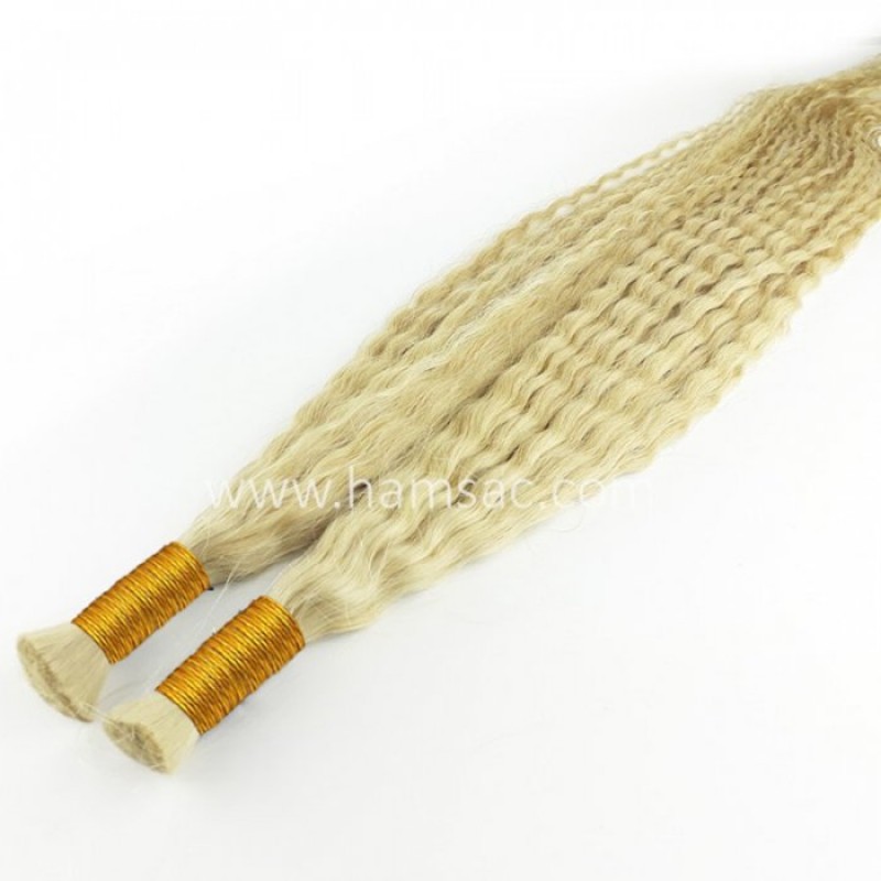 Permalı Ham Saç - 75-80CM Kıvırcık Ham Saç Sarı  Boyasız Gerçek Garantili Saçlar